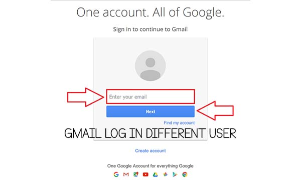 Gmail Log in Different User