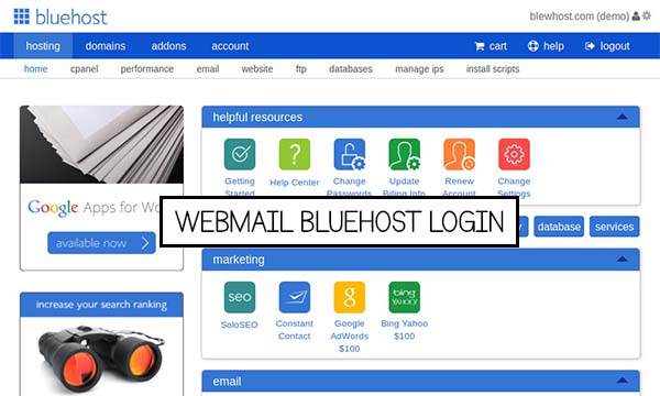 Webmail Bluehost Login