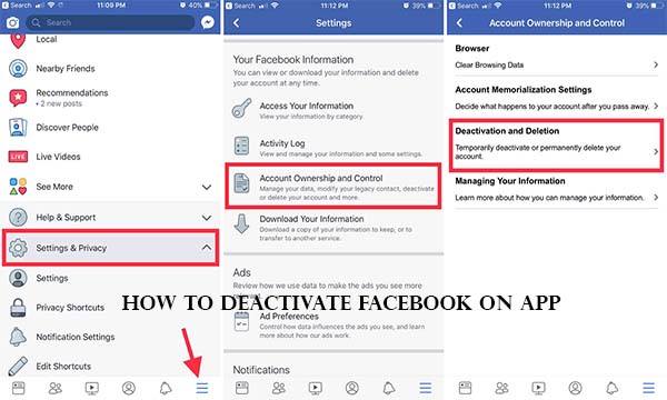 How To Deactivate Facebook On App