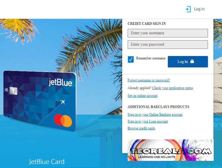 JetBlue Credit Card Login at Cards.barclaycardus.com/?p=jetblue